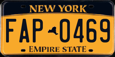 NY license plate FAP0469