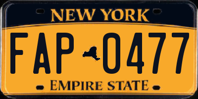NY license plate FAP0477