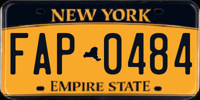 NY license plate FAP0484