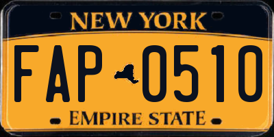 NY license plate FAP0510