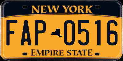 NY license plate FAP0516