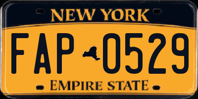 NY license plate FAP0529
