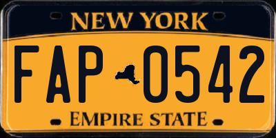 NY license plate FAP0542
