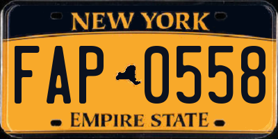 NY license plate FAP0558