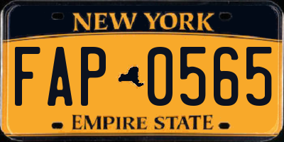 NY license plate FAP0565