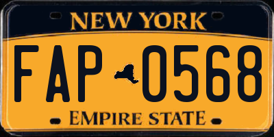 NY license plate FAP0568