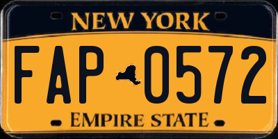NY license plate FAP0572
