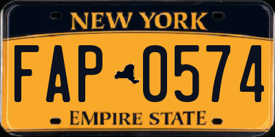 NY license plate FAP0574