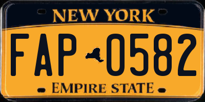 NY license plate FAP0582