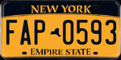 NY license plate FAP0593