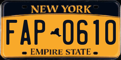 NY license plate FAP0610