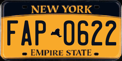 NY license plate FAP0622