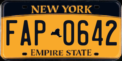 NY license plate FAP0642