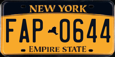 NY license plate FAP0644