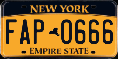 NY license plate FAP0666