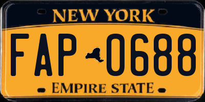 NY license plate FAP0688
