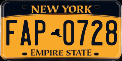 NY license plate FAP0728