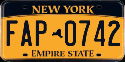 NY license plate FAP0742