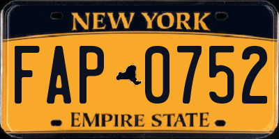 NY license plate FAP0752