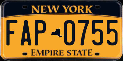 NY license plate FAP0755