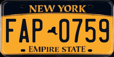 NY license plate FAP0759