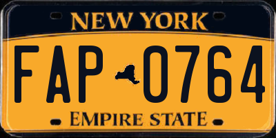 NY license plate FAP0764