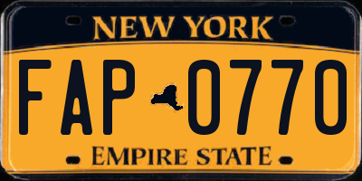 NY license plate FAP0770