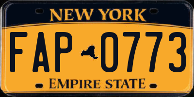 NY license plate FAP0773