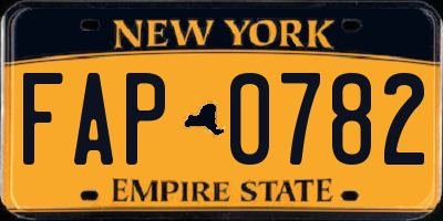 NY license plate FAP0782