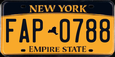 NY license plate FAP0788