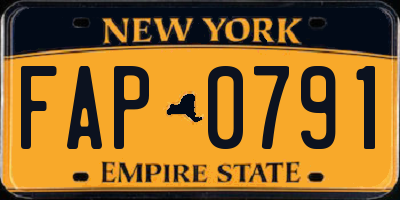 NY license plate FAP0791