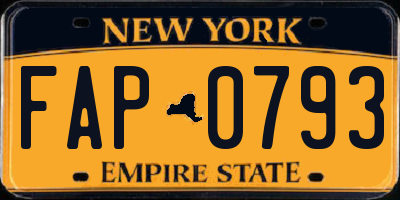 NY license plate FAP0793