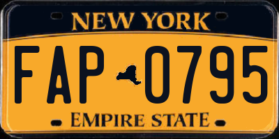 NY license plate FAP0795