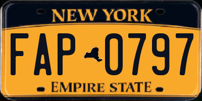 NY license plate FAP0797