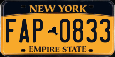 NY license plate FAP0833