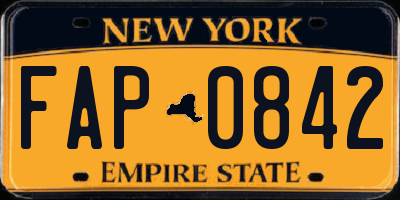 NY license plate FAP0842