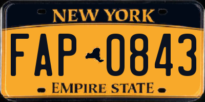 NY license plate FAP0843