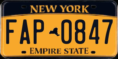 NY license plate FAP0847