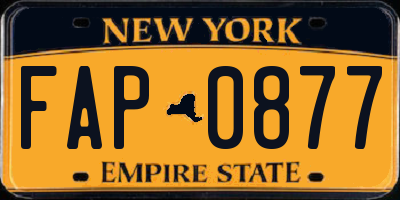 NY license plate FAP0877