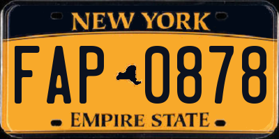 NY license plate FAP0878