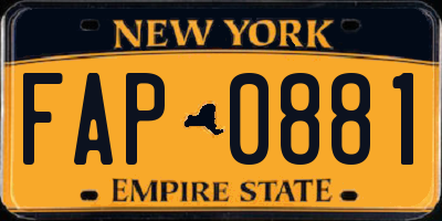 NY license plate FAP0881