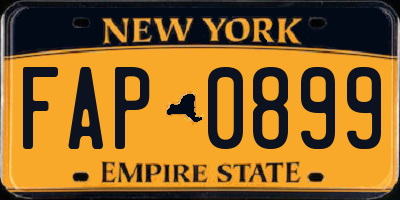 NY license plate FAP0899