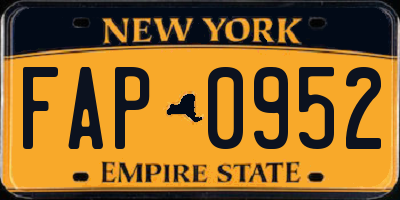 NY license plate FAP0952