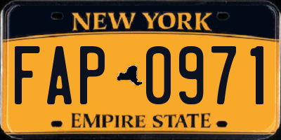 NY license plate FAP0971