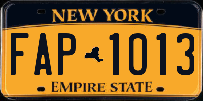 NY license plate FAP1013