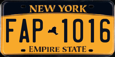 NY license plate FAP1016