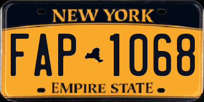 NY license plate FAP1068
