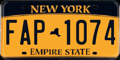 NY license plate FAP1074