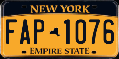 NY license plate FAP1076