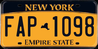 NY license plate FAP1098